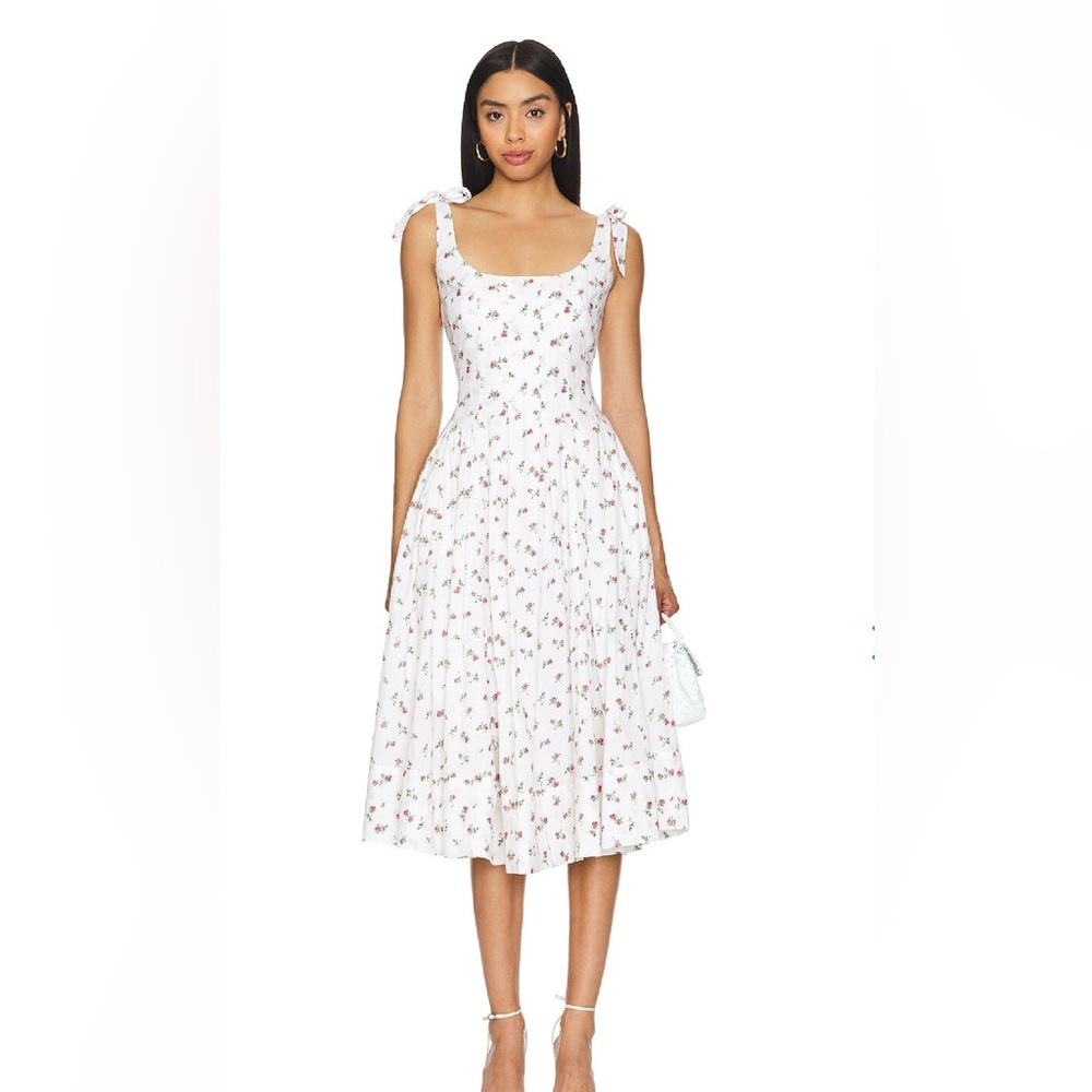 Beach Riot Floral Midi Dress in Cream and Red